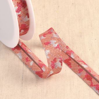 Biais army lurex saumon 20mm