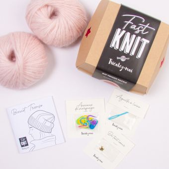 Kit DIY tricot - Fast Knit bonnet Tromso nude sans aiguille