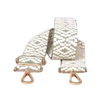 Bandoulière sangle de sac imprimé ethnique 40mmx140cm vert normandie