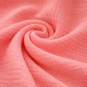 Tissu double gaze Gaby uni rose sorbet