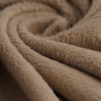 Tissu Lainage gratté polyester laine camel