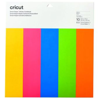 Papier cartonné autocollant cricut smart paper coloré 10 feuilles 33 x 33 cm