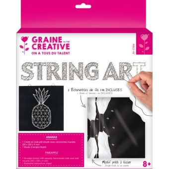 Tableau de fil tendu String Art Ananas 22cm