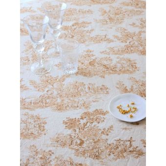 Toile coton effet toile de jouy Gabrielle peanut
