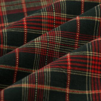 Tissu de Noël tissé teint tartan relief vert 