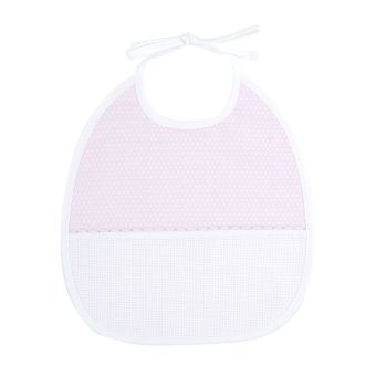 Bavoir 6 mois motif pois rose à broder