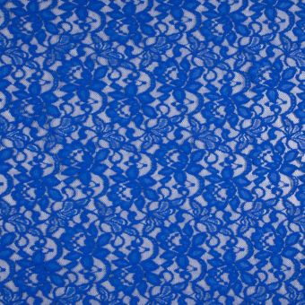 Tissu dentelle bleu roi floral