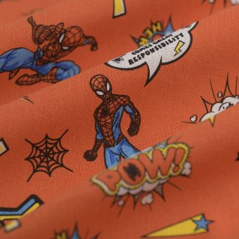 Tissu cretonne licence Spiderman rouge