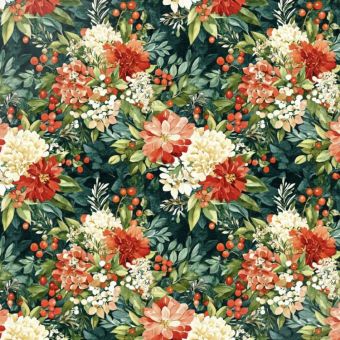 Tissu Softshell Noel Fleuri Noemie, coupon 1m x laize (145cm)