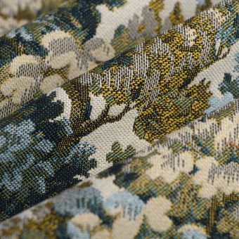 Tissu jacquard arbre bleu vert 