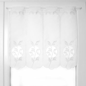 Voilage brise-bise feuilles blanc argenté 58 cm