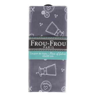 Coupon tissu 100% coton motif couture 45x55cm violet