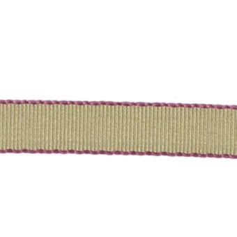 Ruban gros grain beige bordures roses 25 mm