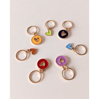 Lot de 7 anneaux marqueurs de maille Petits cœurs  - Hello Kim