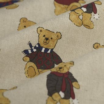 Tissu bachette linen look bear naturel 