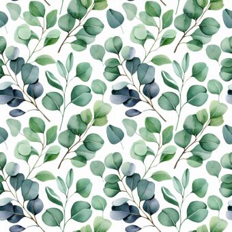 Tissu French Terry Eucalyptus Feuilles Gratitude, coupon 1m x laize (145cm)
