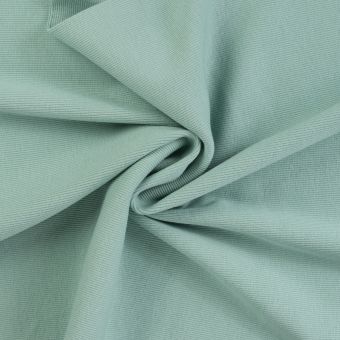 Maille jersey coton tubulaire côtelée unie vert amande