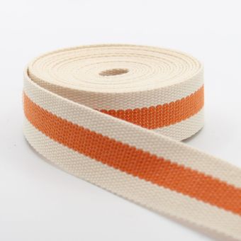 Sangle  ecrue avec rayure couleur 30mm orange