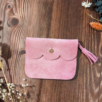 Kit à coudre CASH ME mini portefeuille en cuir rose bonbon - Feye