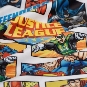 Tissu velours Justice League blanc