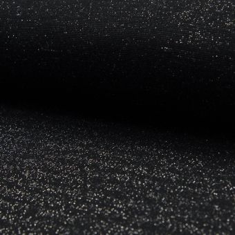 Tissu jersey bord-côte tubulaire lurex noir