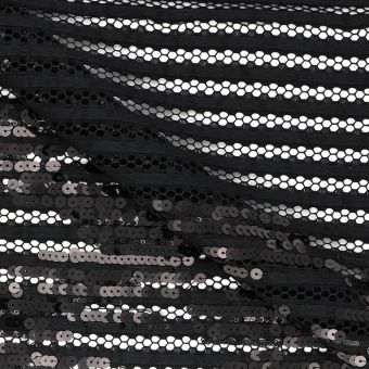 Tissu résille ajouré à sequins noir