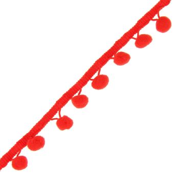 Galon pompons rouge 10 mm
