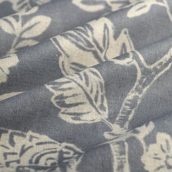 Tissu bachette lin coton India bicolore bleu 