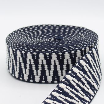 Sangle ethnique zig zag 38mm bleu marine