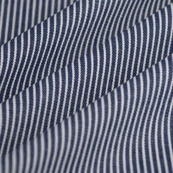 Tissu jeans fine rayure oshkosh Navy blanc