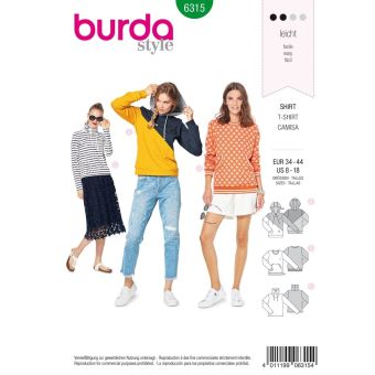Patron Burda 6315 - Sweat pour femmes du 36 au 46