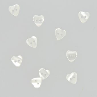 Boutons forme cœur blanc 10 mm MT