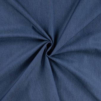 Tissu chambray stretch uni bleu foncé