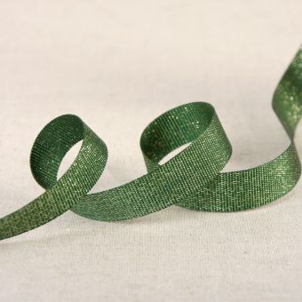 Ruban gros grain métallisé vert sapin 15mm