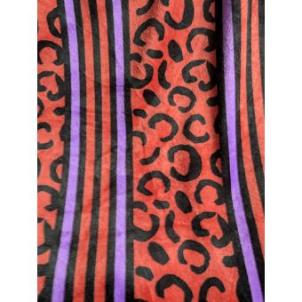 Velours ras stretch/Leo volutes purple - motif léopard