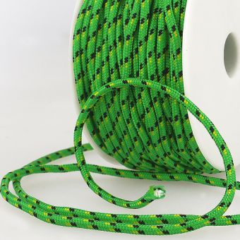 Cordon lacet rond 3mm rayé vert noir au mètre