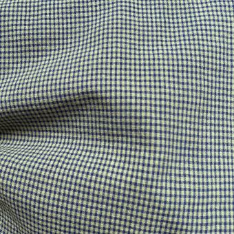 Tissu fil teint petit vichy vert et marine 2mm recyclé