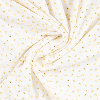 Maille jersey coton imprimée petit canard jaune écrue