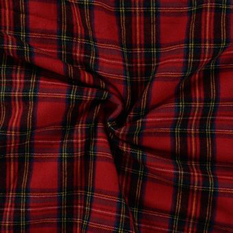 Tissu lainage brossé imprimé tartan rouge