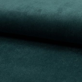 Tissu velours milleraies polyester élasthanne uni bleu petrole