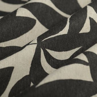 Tissu bachette lin coton flore bicolore noir