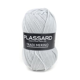 Pelote de fil à tricoter Tradi-merino gris clair 200m - Plassard