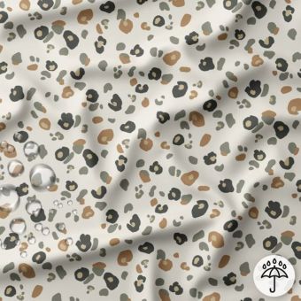 Tissu imperméable léopard kaki et rose