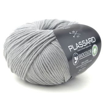 Pelote de fil à tricoter Biocolor gris clair - Plassard