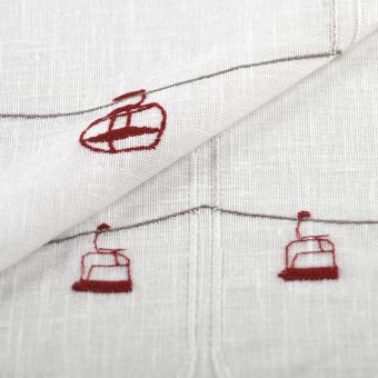 Brise bise blanc brodé télésiège rouge - 60 cm