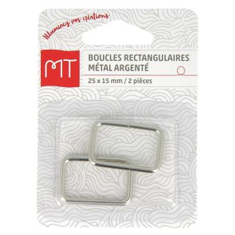 Boucles rectangulaires argentées 25 mm 