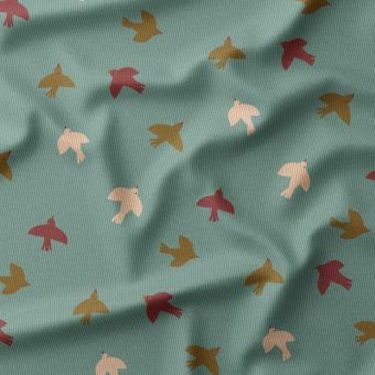 Tissu velours milleraies imprimé belle colombe multi bleu