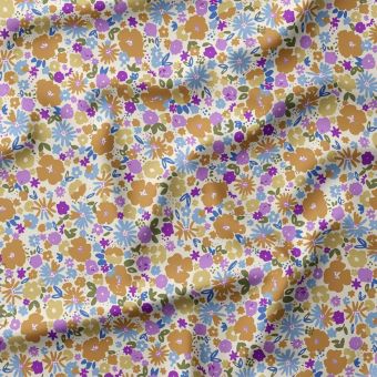 Tissu Popeline De Coton Imprié Ronds Jaune