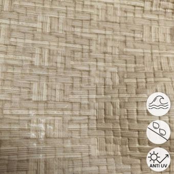 Tissu simili cuir outdoor rattan effet cannage écru