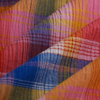 Tissu madras crêpe multicolore vif